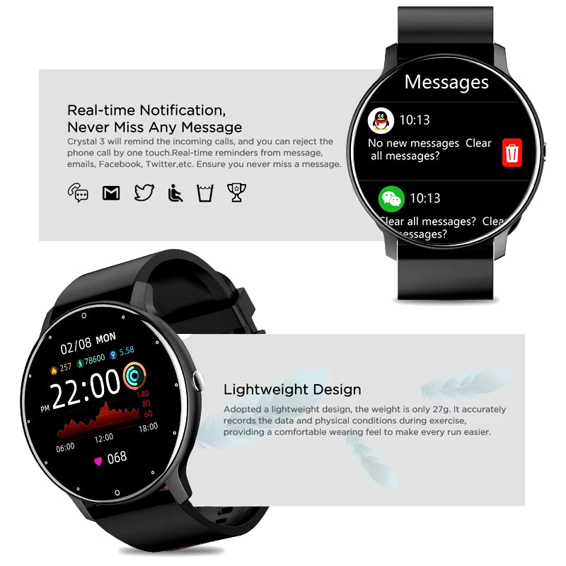 2025 Fitness Smartwatch – Waterproof | Heart Rate & Sports Tracker