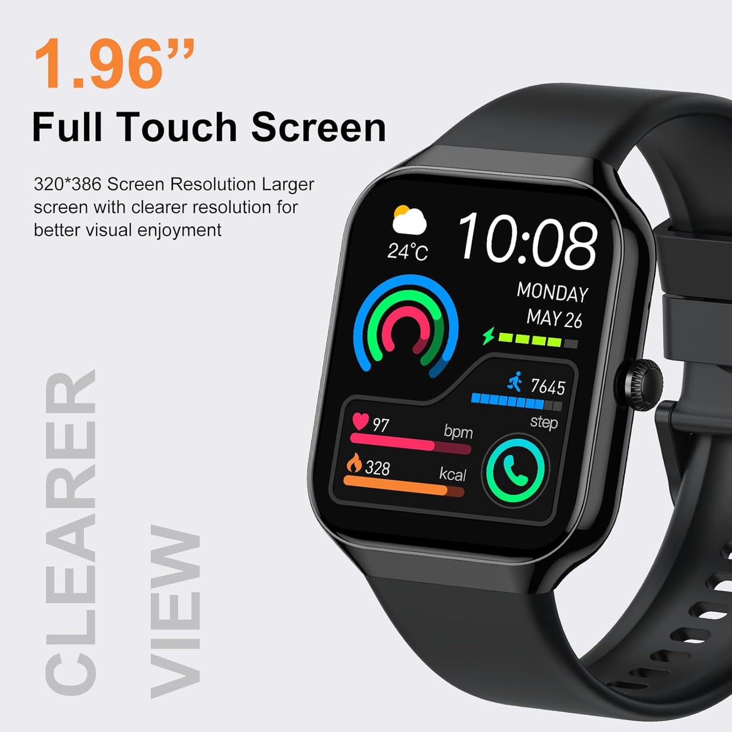 Smart Fitness Watch –  Heart Rate, Sleep & Activity Tracker, Call (IP68 Waterproof)