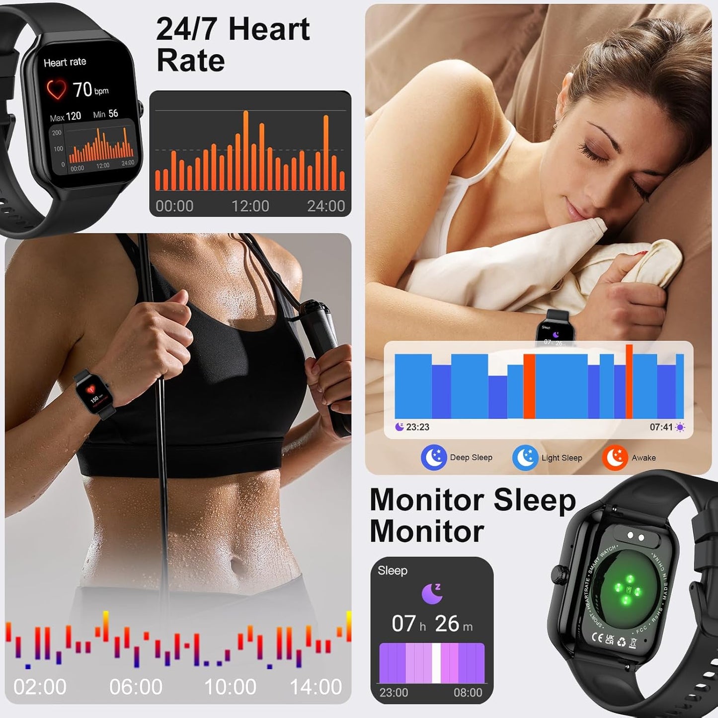 Smart Fitness Watch –  Heart Rate, Sleep & Activity Tracker, Call (IP68 Waterproof)