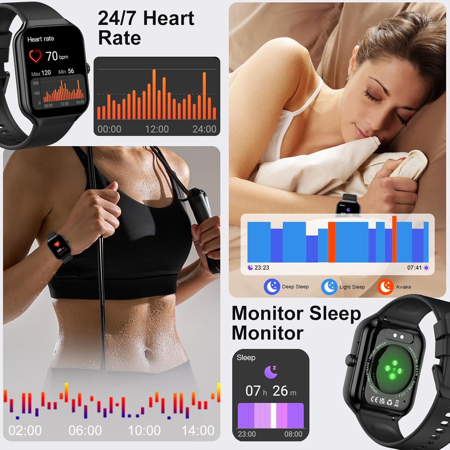Smart Fitness Watch –  Heart Rate, Sleep & Activity Tracker, Call (IP68 Waterproof)