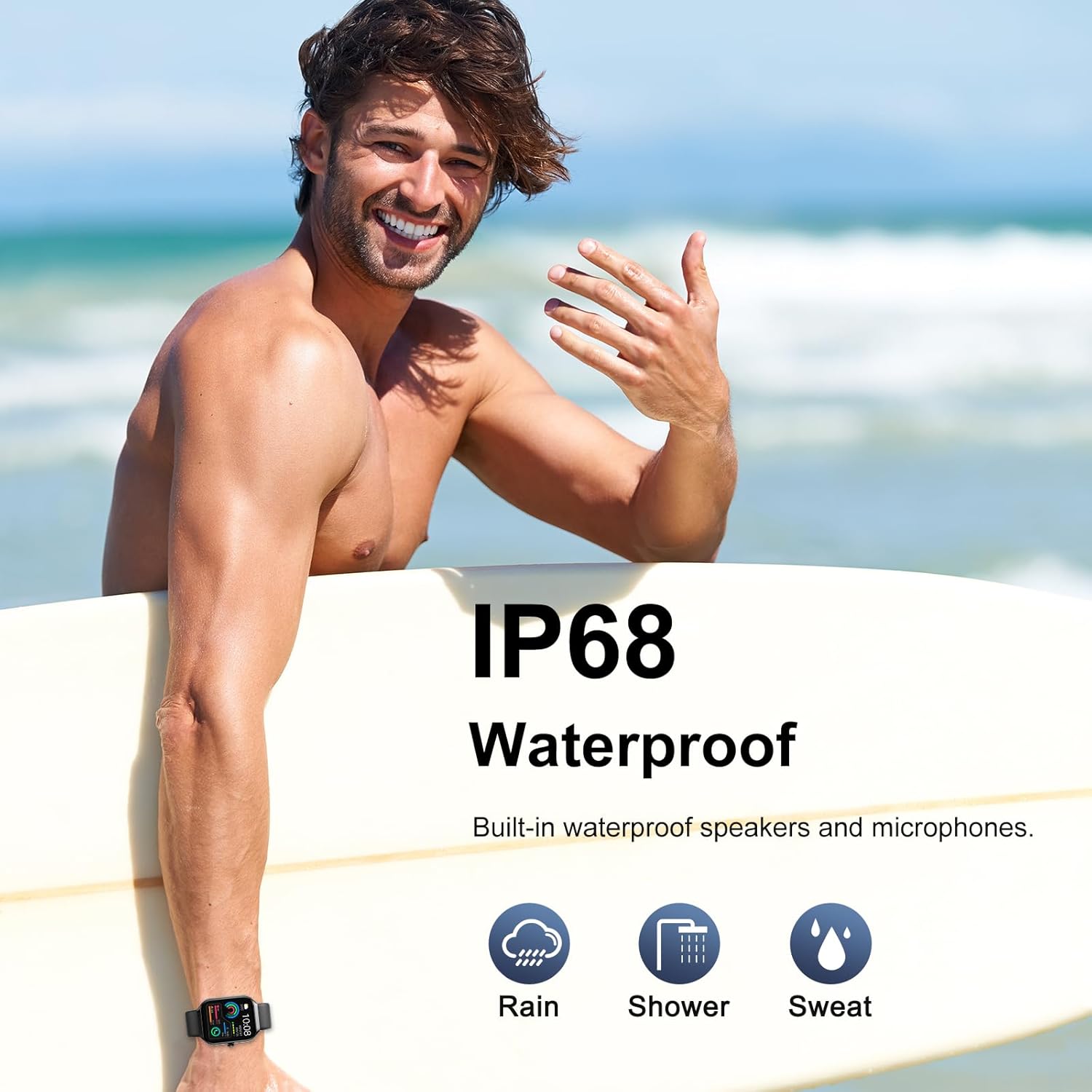 Smart Fitness Watch –  Heart Rate, Sleep & Activity Tracker, Call (IP68 Waterproof)